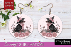 Frog Cute Round Earrings Pink Halloween PNG Sublimation Product Image 1
