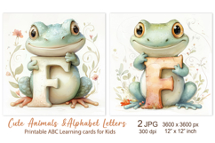 Cute Frog, Baby Animal Alphabet Letters, ABC Printable cards Product Image 1