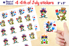 4th of July patriotic sticker, cute frog with sunglasses PNG Product Image 1