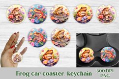 Frog car coaster sublimation design bundle, frog car coaster, frog keychain sublimation, frog sublimation.