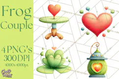 Cute Frog Couple Clipart, Baby Frogs Romantic Png Product Image 1
