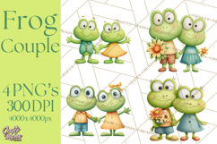 Cute Frog Couple Clipart, Baby Frogs Romantic Png Product Image 1