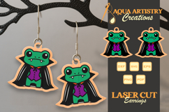 Frog Dracula Halloween Earrings Lasercut Design SVG Product Image 1