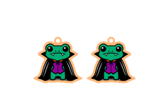Frog Dracula Halloween Earrings Lasercut Design SVG Product Image 2