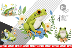 Frog Embroidery Clipart Product Image 1