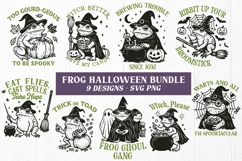 Frog Halloween SVG Bundle | Funny Witchy Frog Spooky Clipart Product Image 1
