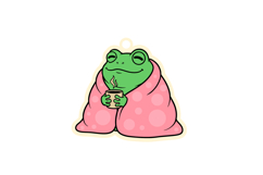 Frog Wearing Blanket Holding Coffee Cup Laser Cut Template Product Image 2