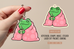 Frog Wearing Blanket Holding Coffee Cup Laser Cut Template Product Image 1