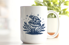 Witchy Frog on Mushroom SVG | Cottagecore Toadstool Design Product Image 2