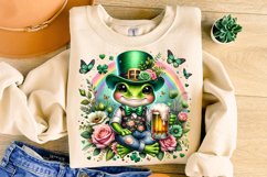 St Patrick&#039;s Day Frog PNG, Frog PNG, Shamrock PNG, Lucky PNG Product Image 3
