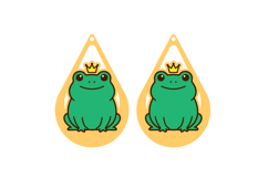 Frog Teardrop Earring, King Frog Laser Cut Earrings, SVG Product Image 2