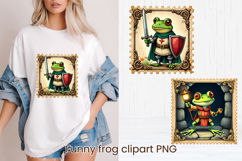 Medieval postage stamp frog clipart | Whimsical frog PNG Product Image 1