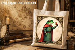 Medieval postage stamp frog clipart | Whimsical frog PNG Product Image 1