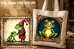 Medieval postage stamp frog clipart | Whimsical frog PNG Product Image 1