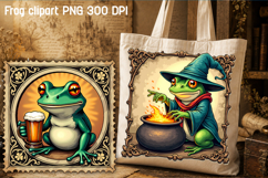 Medieval postage stamp frog clipart | Whimsical frog bundle Product Image 5