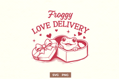 Froggy Love Delivery SVG Cute Frog Valentine SVG Love Frog Product Image 1