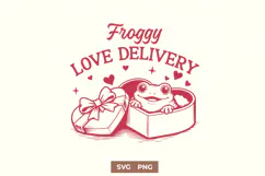 Froggy Love Delivery SVG Cute Frog Valentine SVG Love Frog Product Image 1