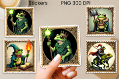 Medieval Frog Sticker | Vintage Faux Stamp Fantasy Sticker Product Image 1