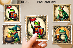 Medieval Frog Sticker | Vintage Faux Stamp Fantasy Sticker Product Image 1