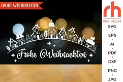 frohe weihnachten svg, germany christmas svg, deutsche christmas svg, snowy street svg, christmas village svg, xmas scene svg,  winter landscape dxf, christmas wall svg, window cling svg, hanging ornament svg, christmas design svg, winter view svg