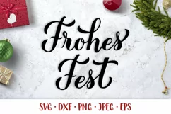 Frohes Fest. Happy Holidays in German hand lettered SVG Product Image 1