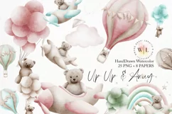 Up Up and Away Watercolor Clipart Png Product Image 1