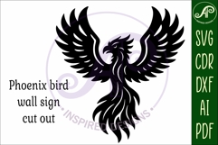 Phoenix bird detailed cut out wall sign design 2 Product Image 4