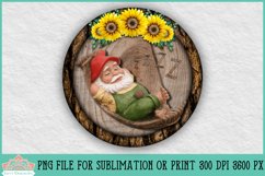 Front Porch Sleeping Garden Gnome Decor Round Farmhouse Sublimation