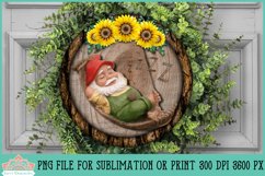 Front Porch Sleeping Garden Gnome Decor Round Farmhouse Sublimation