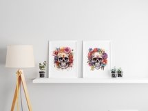Clipart, Watercolor Skulls Design Bundle, 32 artworks! Product Image 3