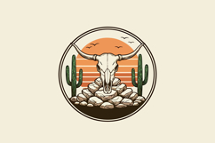Retro Longhorn Cactus Vector Illustration Product Image 1