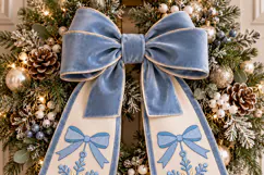 Blue Bow Snowflake Christmas Ornament Embroidery Design Product Image 6