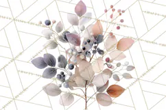 Frosted Florals Clipart PNG, Neutral Winter Botanicals Product Image 4