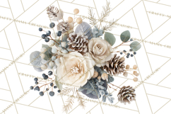 Frosted Florals Clipart PNG, Neutral Winter Botanicals Product Image 5