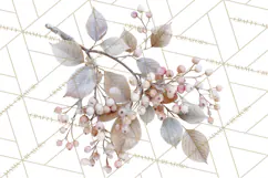 Frosted Florals Clipart PNG, Neutral Winter Botanicals Product Image 5