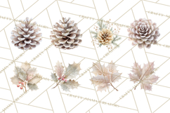 Frosted Florals Clipart PNG, Neutral Winter Botanicals Product Image 5