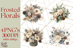 Frosted Florals Clipart PNG, Neutral Winter Botanicals Product Image 1