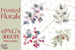 Frosted Florals Clipart PNG, Neutral Winter Botanicals Product Image 1