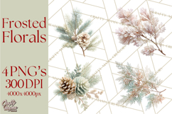 Frosted Florals Clipart PNG, Neutral Winter Botanicals Product Image 1