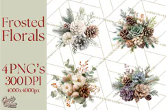 Frosted Florals Clipart PNG, Neutral Winter Botanicals Product Image 1