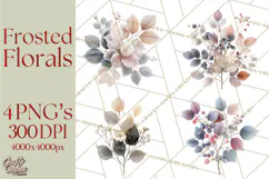 Frosted Florals Clipart PNG, Neutral Winter Botanicals Product Image 1