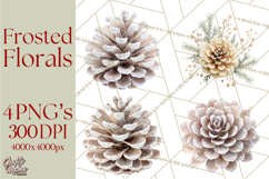 Frosted Florals Clipart PNG, Neutral Winter Botanicals Product Image 1
