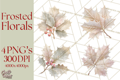 Frosted Florals Clipart PNG, Neutral Winter Botanicals Product Image 1