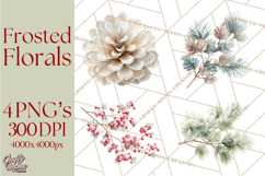 Frosted Florals Clipart PNG, Neutral Winter Botanicals Product Image 1
