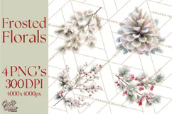 Frosted Florals Clipart PNG, Neutral Winter Botanicals Product Image 1