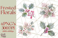 Frosted Florals Clipart PNG, Neutral Winter Botanicals Product Image 1