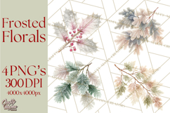 Frosted Florals Clipart PNG, Neutral Winter Botanicals Product Image 1