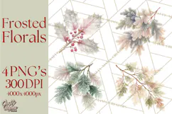 Frosted Florals Clipart PNG, Neutral Winter Botanicals Product Image 1