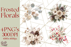 Frosted Florals Clipart PNG, Neutral Winter Botanicals Product Image 1
