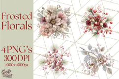 Frosted Florals Clipart PNG, Neutral Winter Botanicals Product Image 1